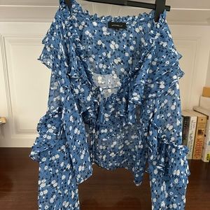 MAJORELLE blue floral top (barely worn)